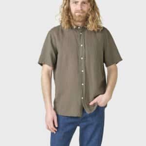 MIKKEL TAUPE LINEN SKJORTE S/S